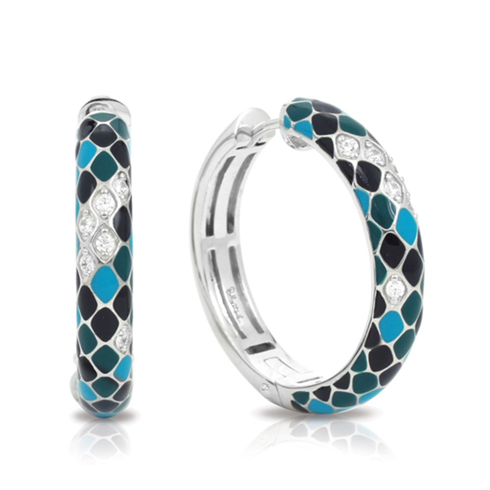Snakeskin Collection In Ss En_Teal/Cz_White Earring