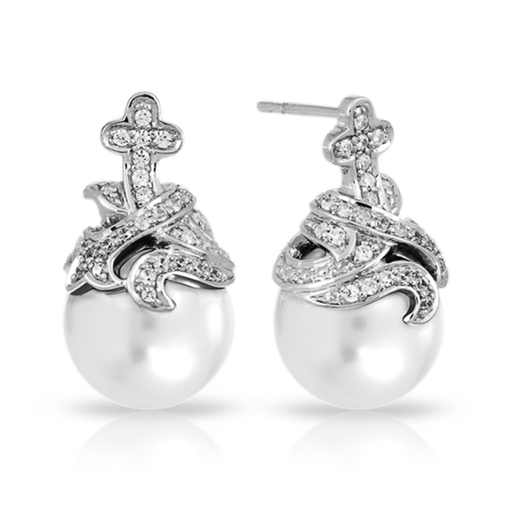 Fiona Collection In Sterling Silver Wht/Pearl/Wht/Cz Earring