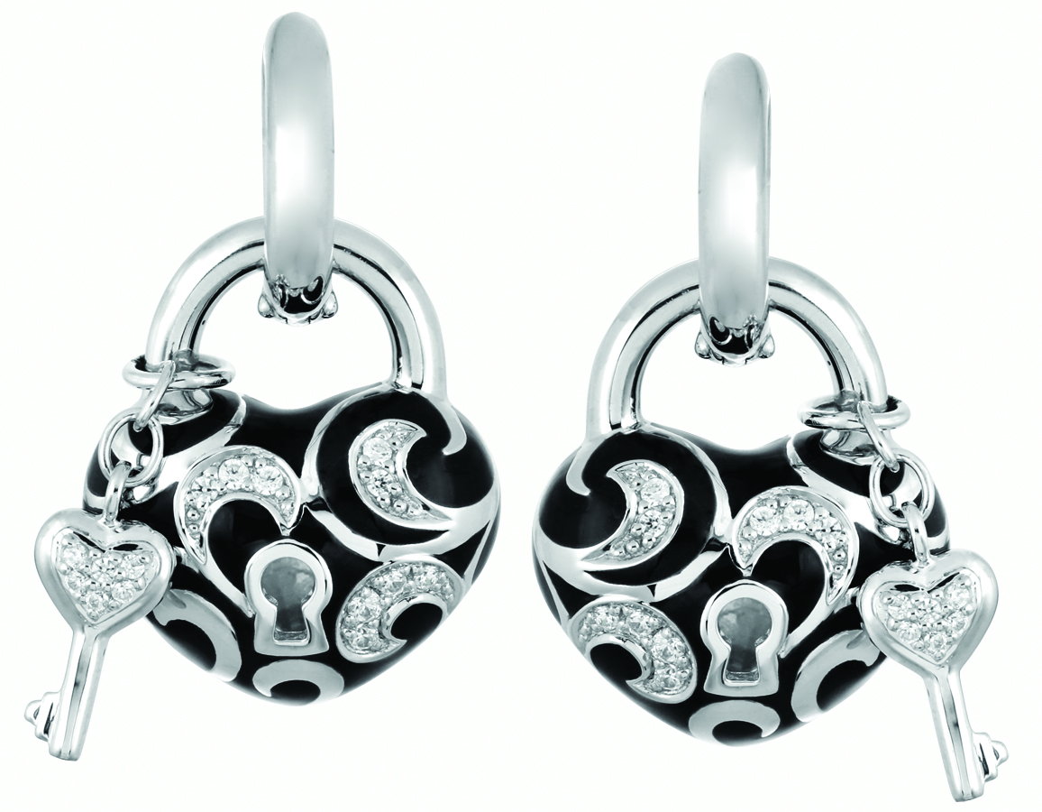 Key To My Heart Black Earrings