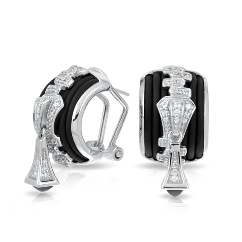 Roxie Collection In Sterling Silver Blk/Ru/White /Cz Earring