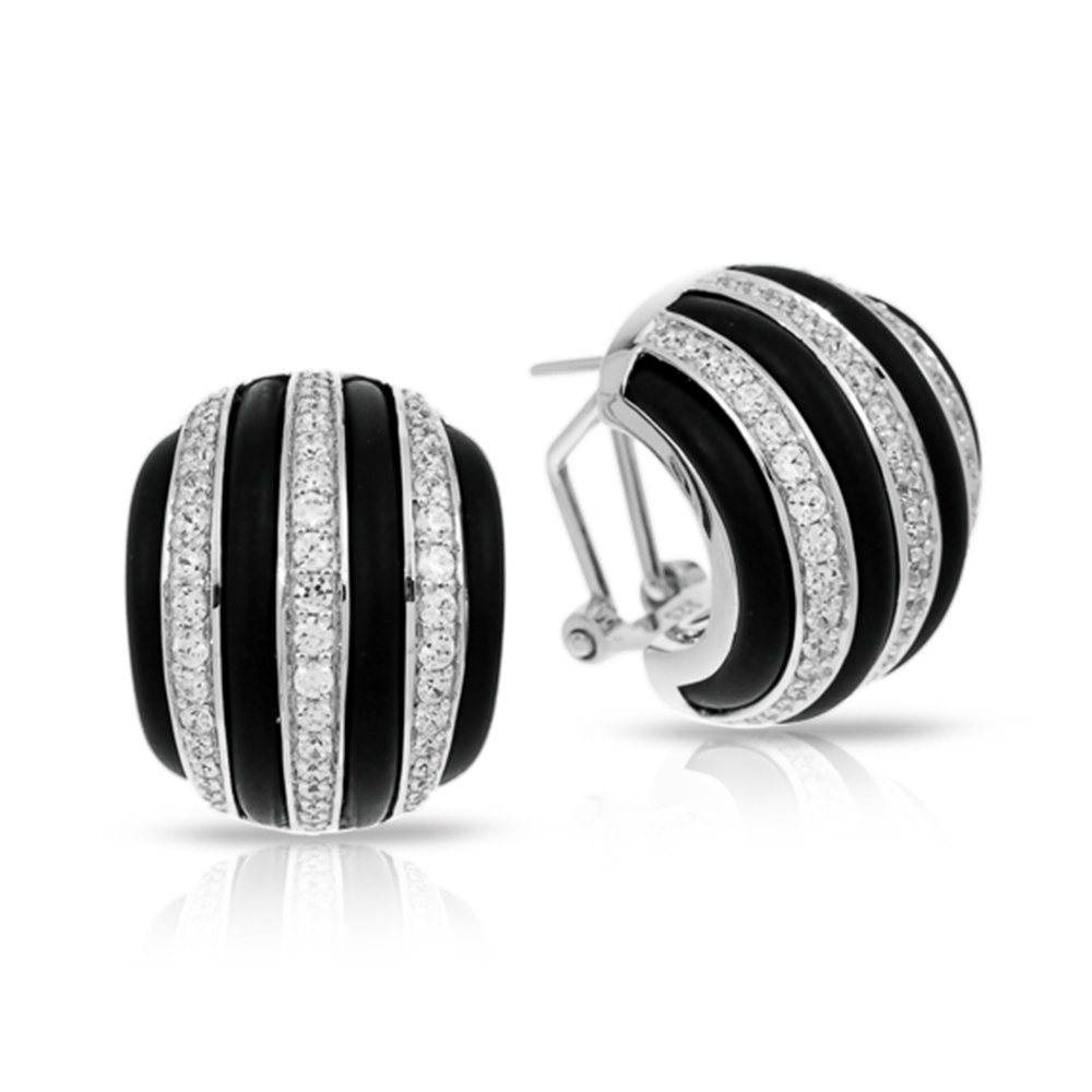 Intermezzo Collection In Sterling Silver Blk/Ru/White /Cz Earring