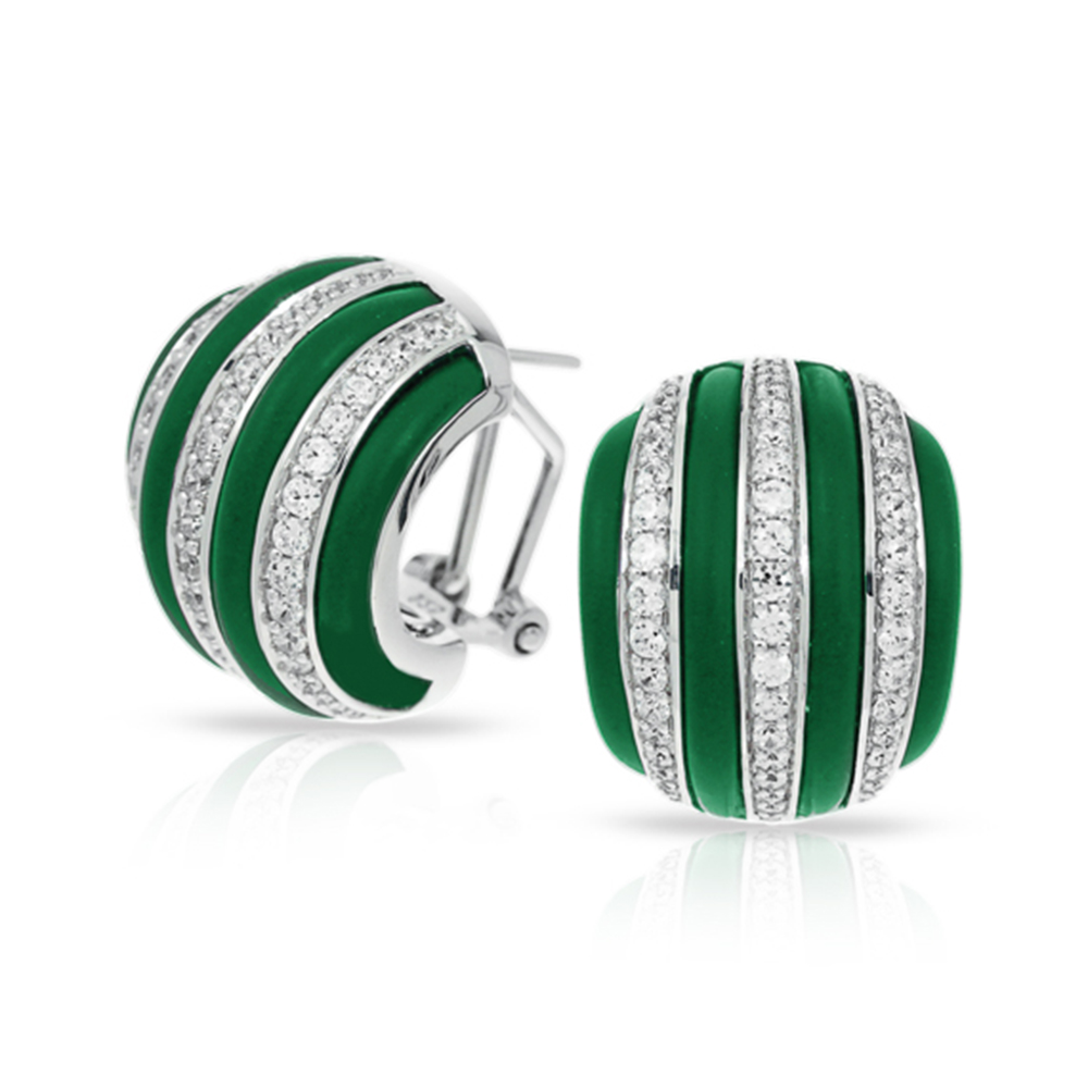 Intermezzo Collection In Sterling Silver Emerald/Ru/White /Cz Earring