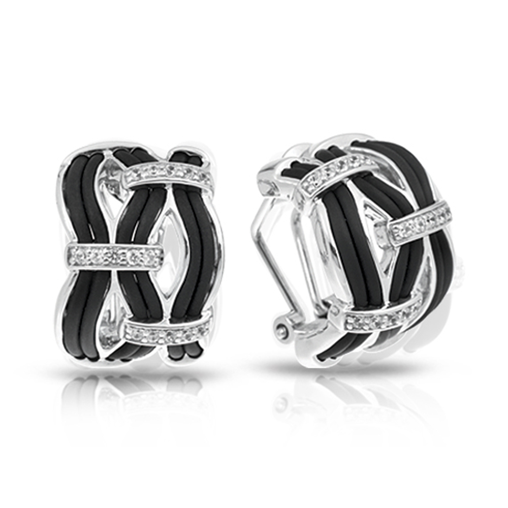 Riviera Collection In Sterling Silver Blk/En/White /Cz Earring