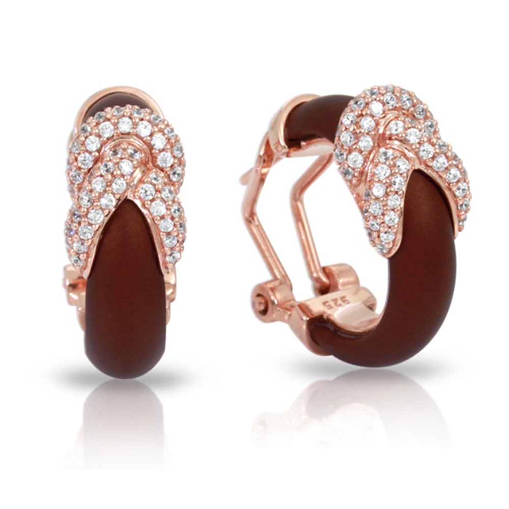 Ariadne Collection In Sterling Silver Rub.Brn/Rosegold/Cz.White Pendant