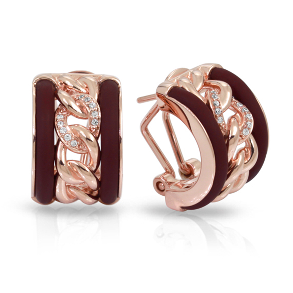 Liaison Collection In Sterling Silver Ru.Brn/Rosegold/Cz.White Earring