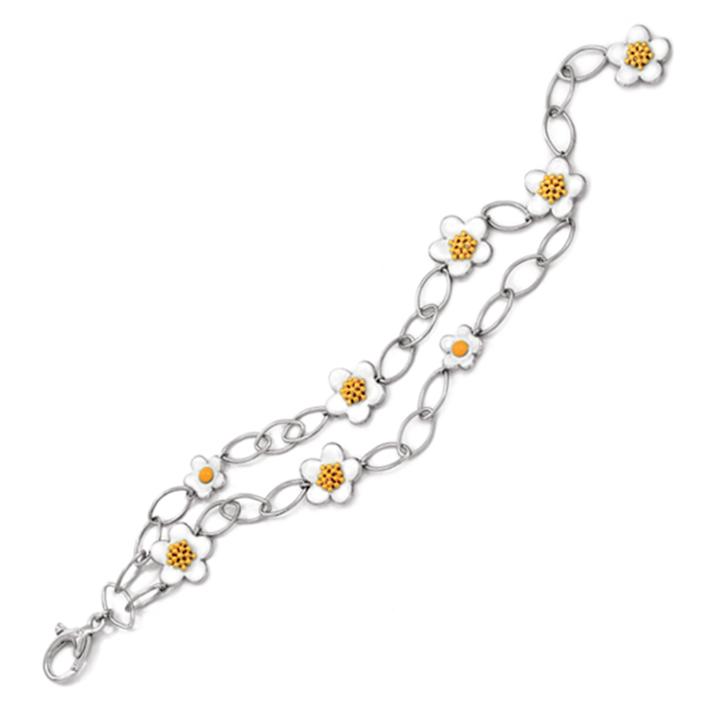 Daisy Collection In Chain Sterling Silver Rosegold_White En Bracelet