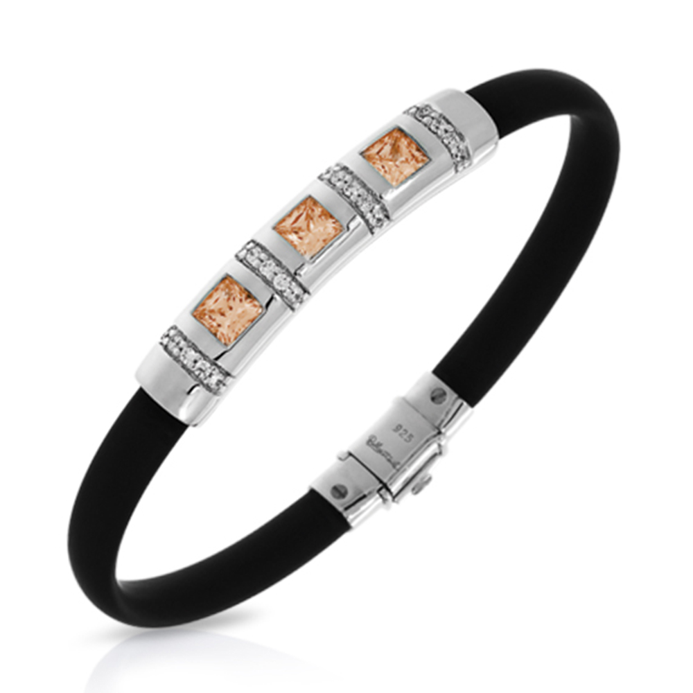 Celine Collection In Sterling Silver Blk/Ru/Champ/Cz Bracelet