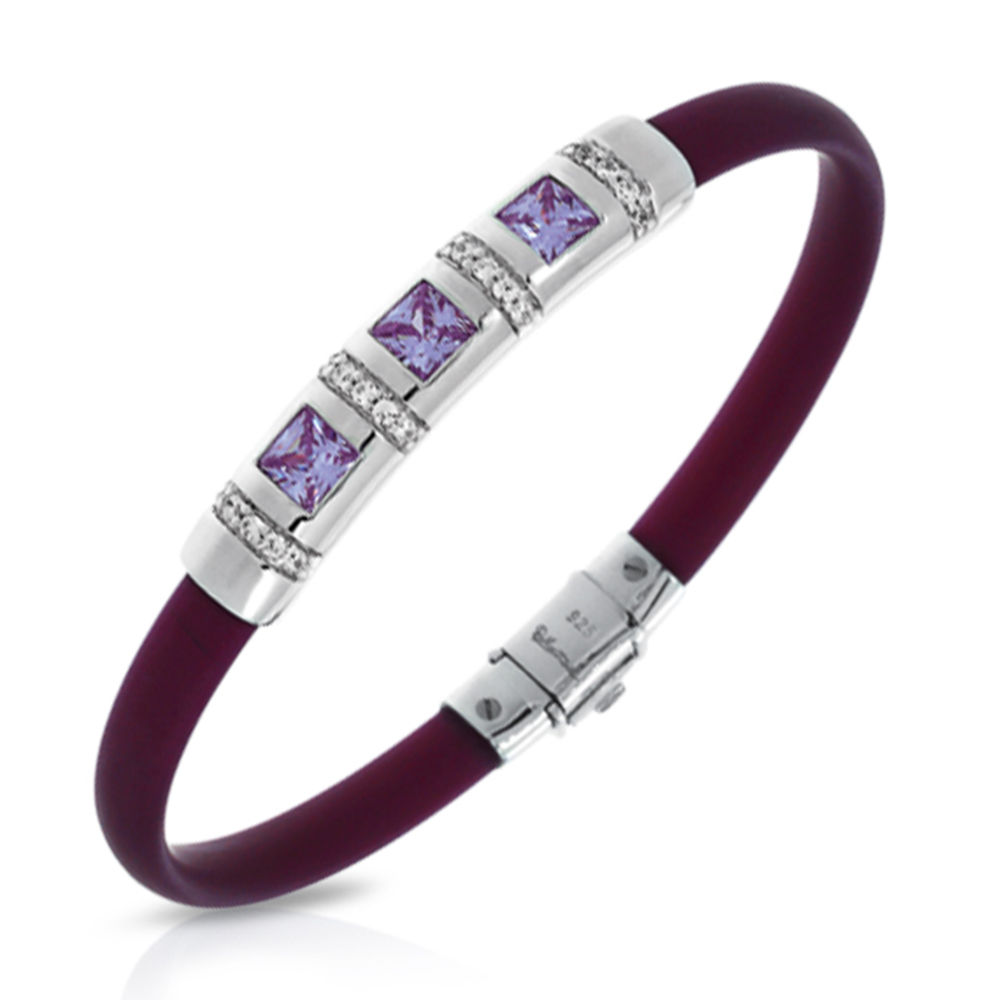 Celine Collection In Sterling Silver Plum/Ru/Amethyst/Cz Bracelet