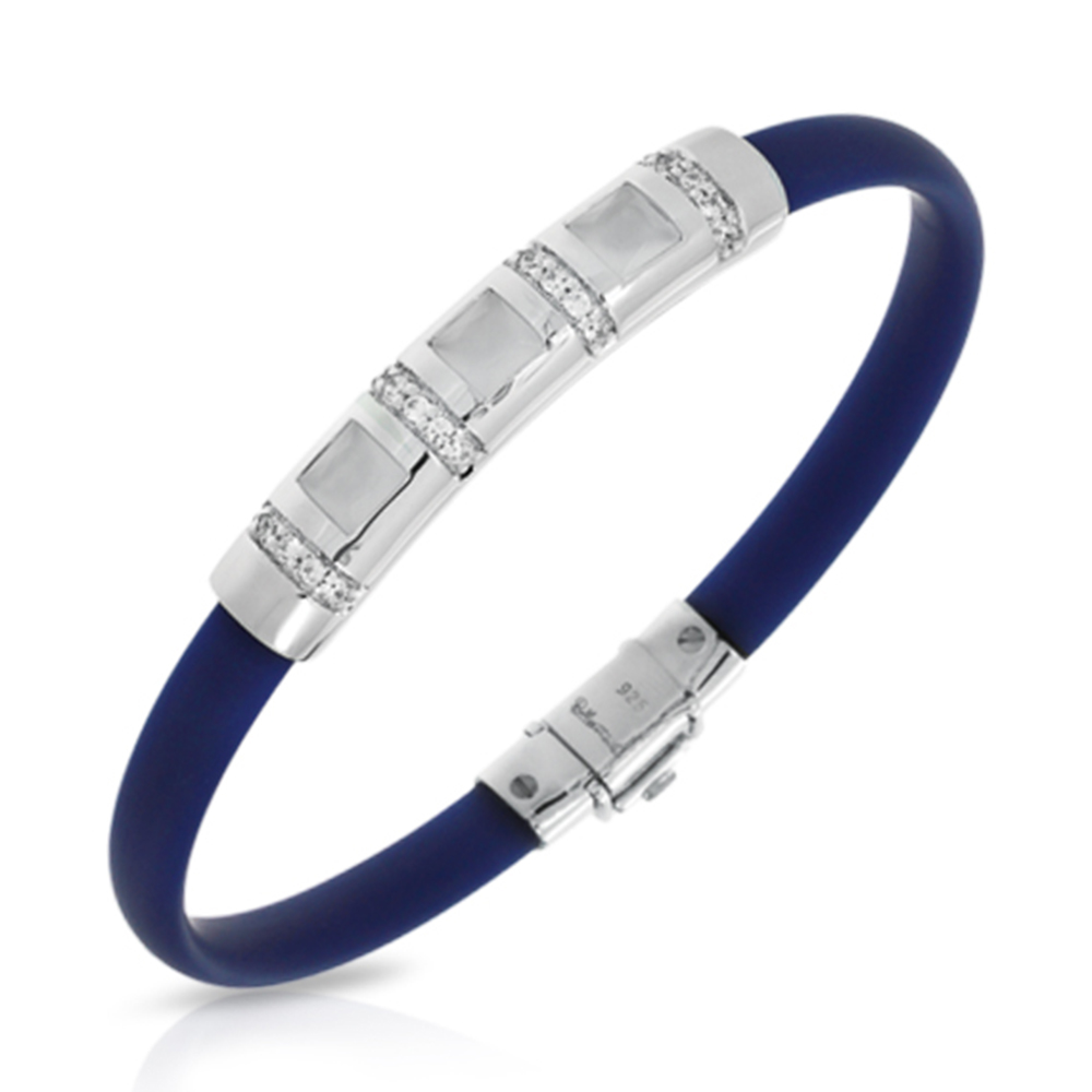 Celine Collection In Sterling Silver /Blue/Ru/ Milkstone/Cz Bracelet