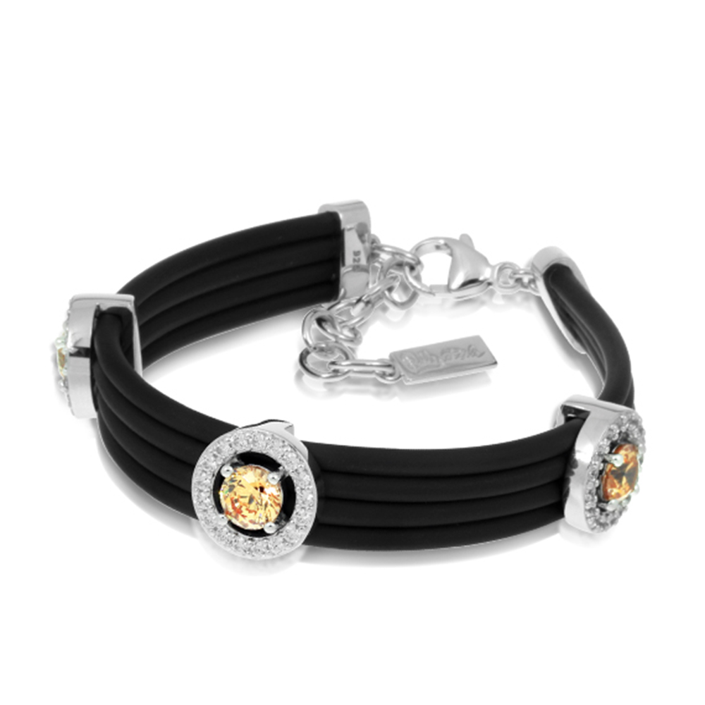 Circa Collection In Sterling Silver /Blk/Ru/ Champagne/Cz Bracelet