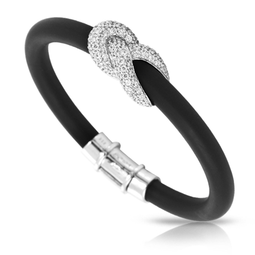 Ariadne Collection In Sterling Silver Rub.Blk/Cz.White Bracelet