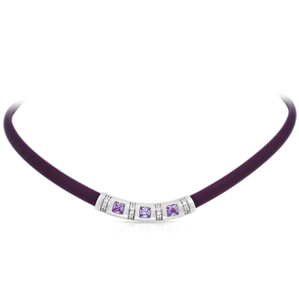 Celine Collection In Sterling Silver Plum/Ru/Amethyst/Cz Necklace