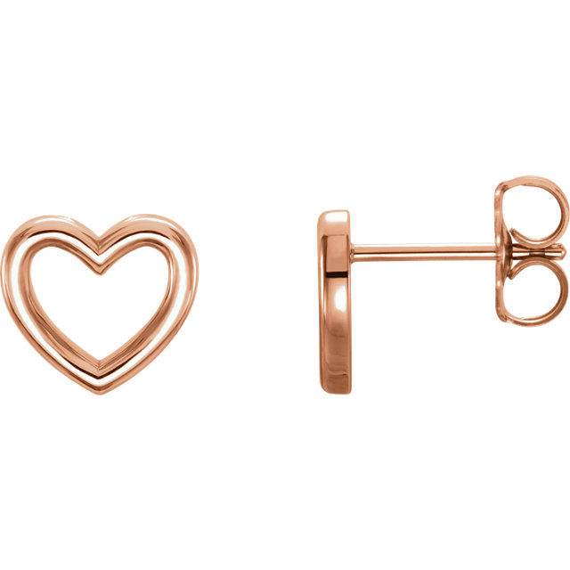 14K Rose Heart Earrings