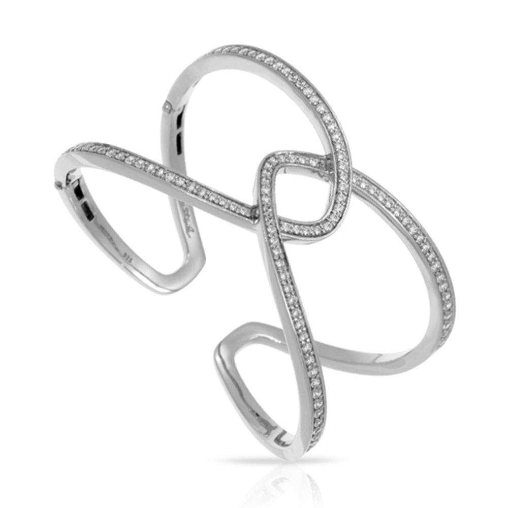 Duet Collection In Sterling Silver White/Cz Bangle