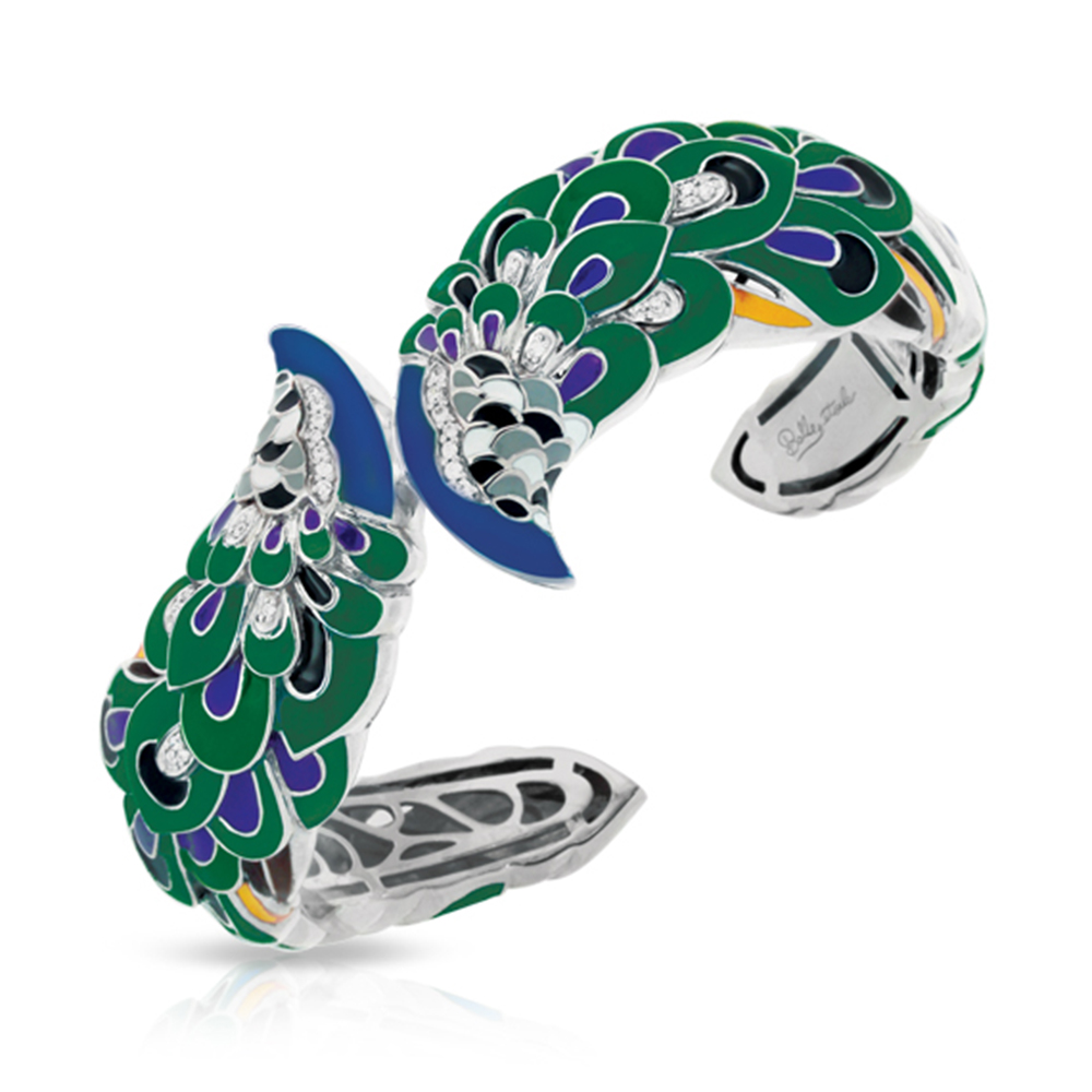 Love In Plume Collection In Sterling Silver Tur/Blueen/Cz.Black Bangle