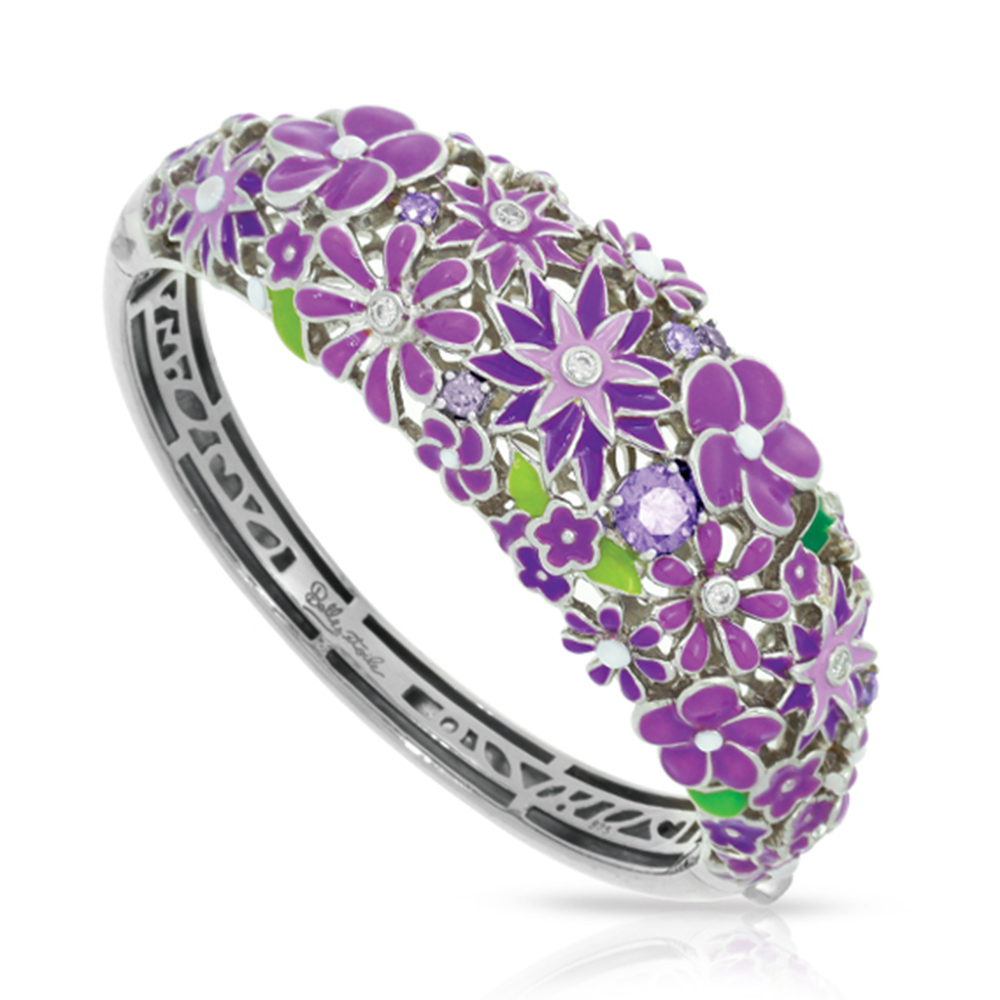 Jardin Collection In Sterling Silver Purple/En/ White/Cz Bangle