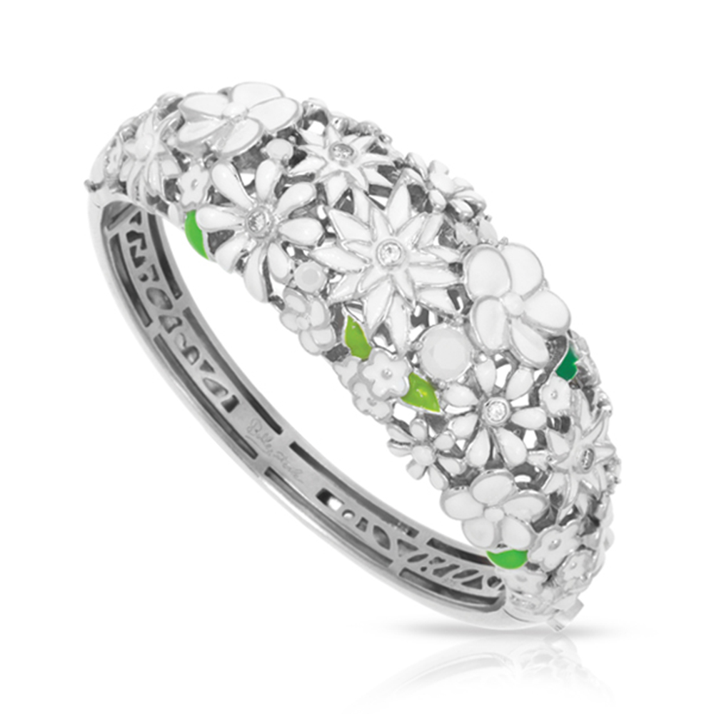 Jardin Collection In Sterling Silver White/En/ White/Cz Bangle