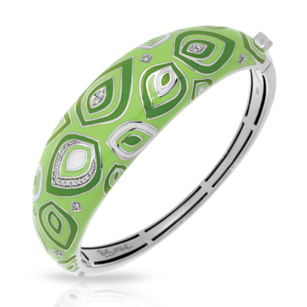 Zen Collection In Sterling Silver / Applegrn/En/White /Cz Bangle
