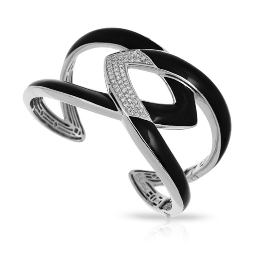 Amazon Collection In Sterling Silver Blk/En/White /Cz Bangle