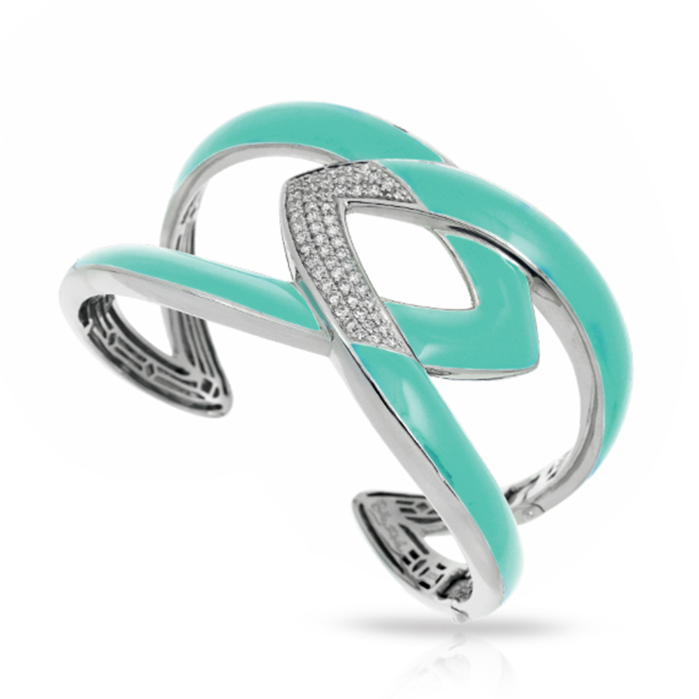 Amazon Collection In Sterling Silver Aqua/En/White /Cz Bangle
