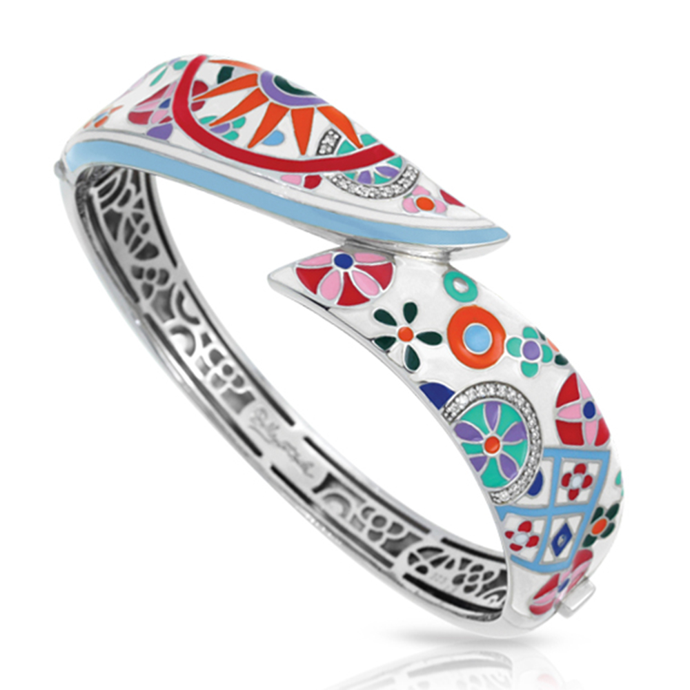 Pashmina Collection In Sterling Silver Ena.Mult/Cz.White Bangle