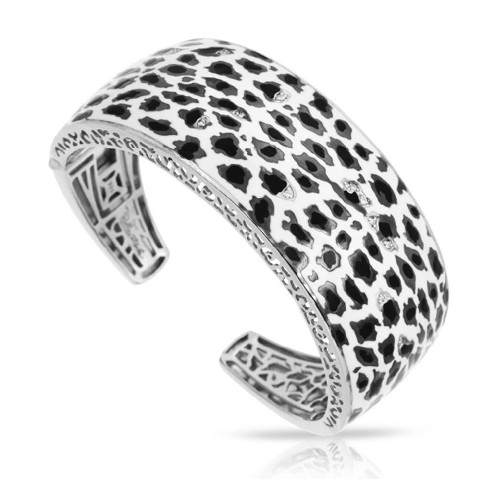 Leopard Collection In Sterling Silver White /Blk_White /Cz Bangle