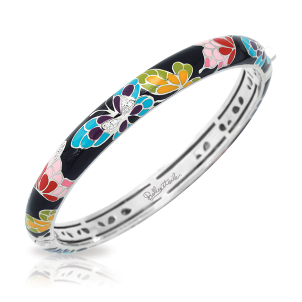 Butterfly Kisses Collection In Stack/Blk/Ena/Cz/Ss Bangle