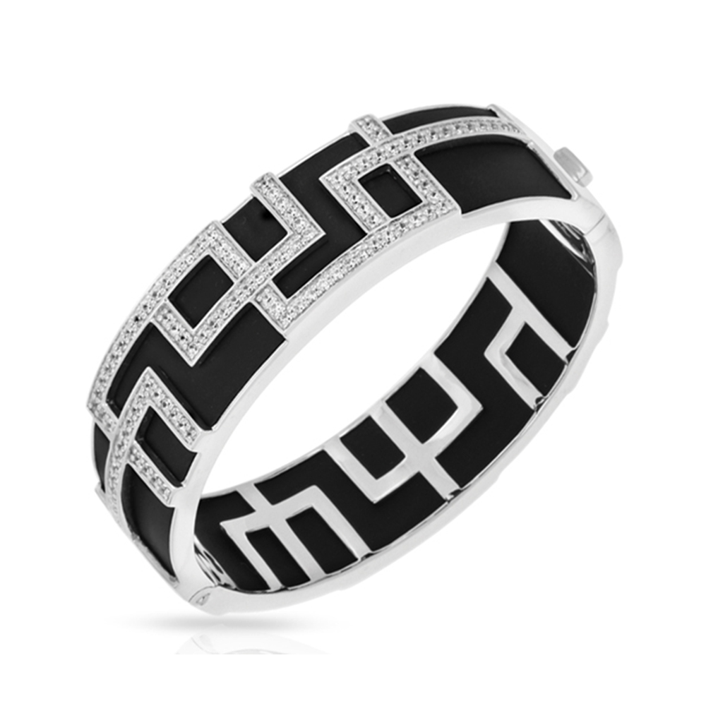 Piazza Collection In Sterling Silver Blkrub/Cz.White Bangle