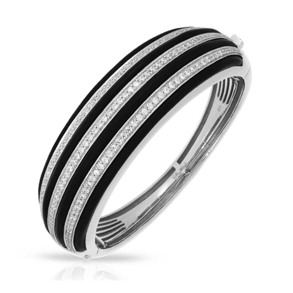 Intermezzo Collection In Sterling Silver Blk/Ru/White /Cz Bangle