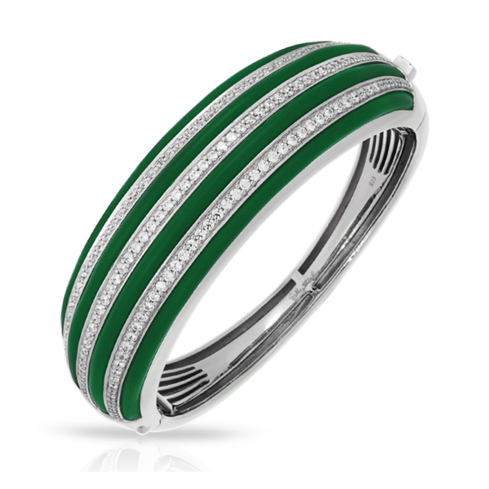 Intermezzo Collection In Sterling Silver Emerald/Ru/White /Cz Bangle