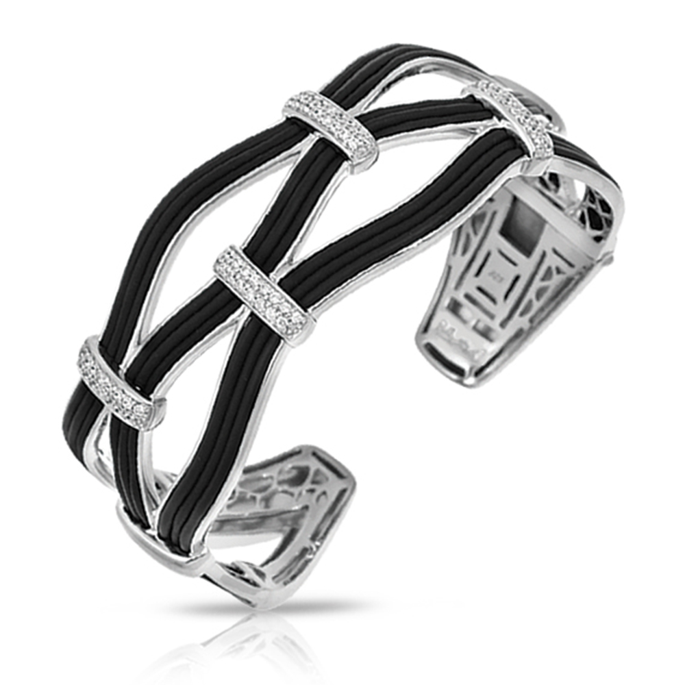 Riviera Collection In Sterling Silver Blk/En/White /Cz Bangle