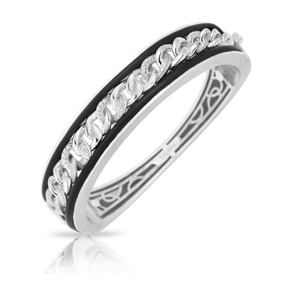 Liaison Collection In Sterling Silver Rub.Blk/Cz.White Bangle