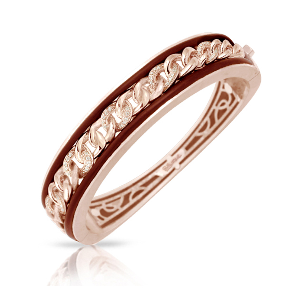 Liaison Collection In Sterling Silver Ru.Brn/Rosegold/Cz.White Bangle