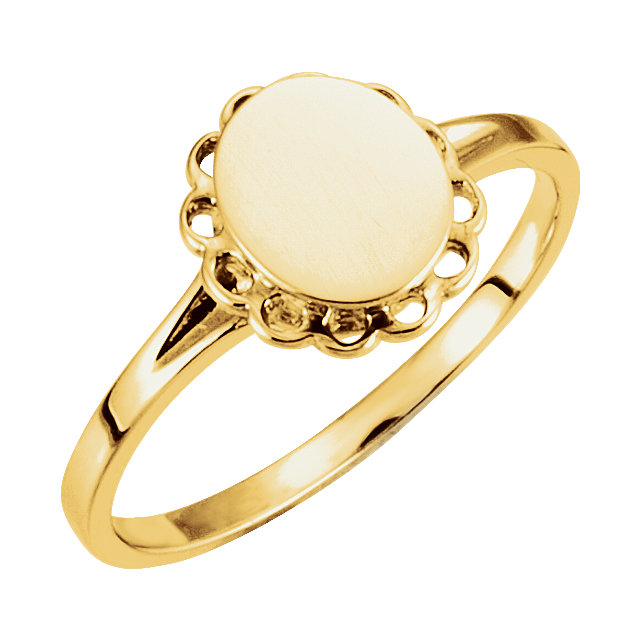 14K Yellow Oval Signet Ring