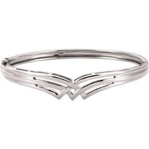 14K White Hinged Bangle Bracelet