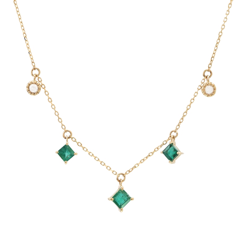 EMERALD AND DIAMOND NECKLACE (14K/16+2