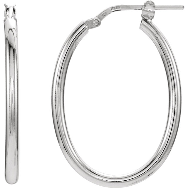 Sterling Silver 22x28mm Oval Tube Hoop Earrings
