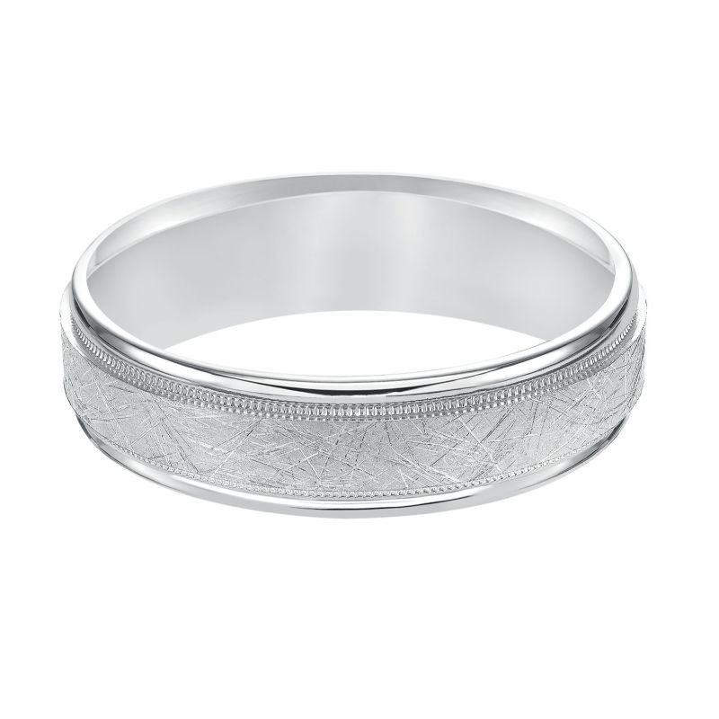 Flat Round Edge Carved Wedding Band