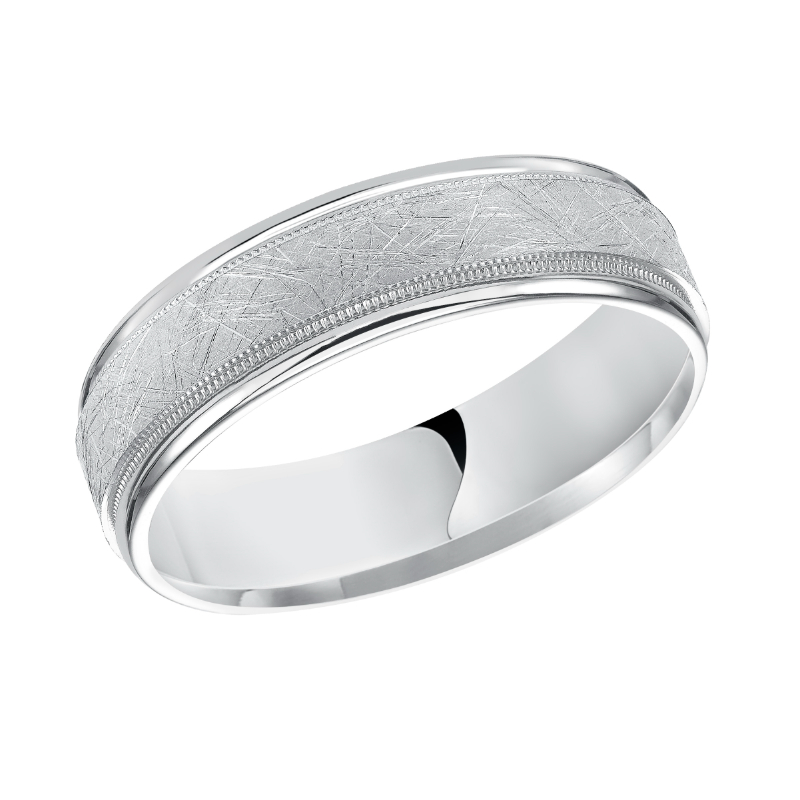 Flat Round Edge Carved Wedding Band