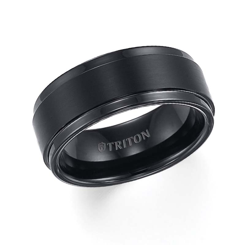 Black Tungsten Carbide Brush Finish Band