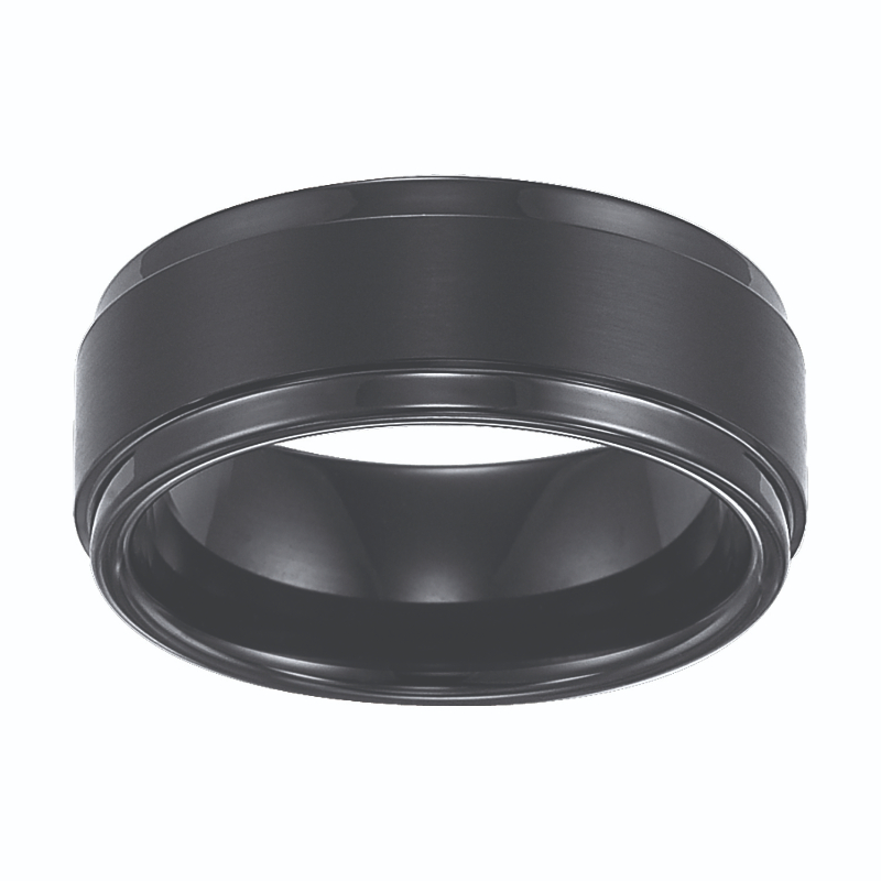 Black Tungsten Carbide Brush Finish Band