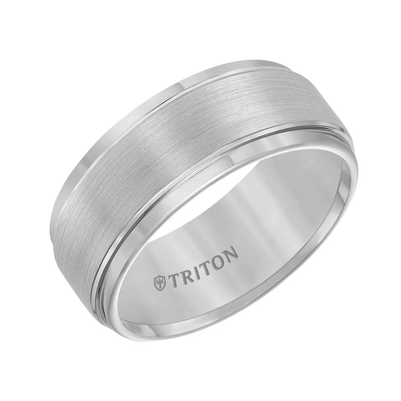 White Tungsten Carbide Brush Finish Flat Band