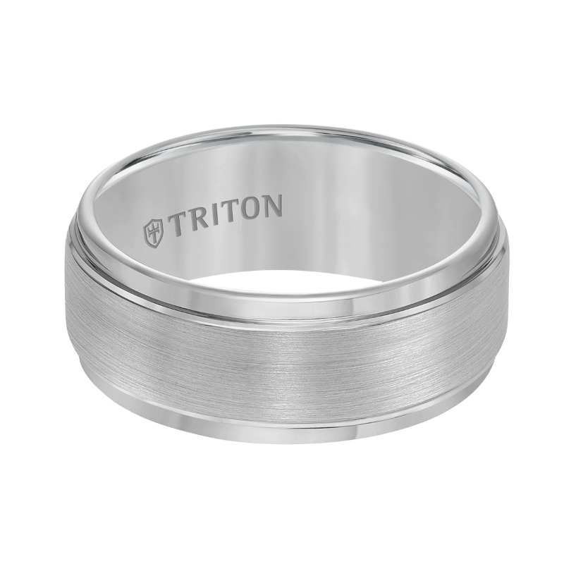 White Tungsten Carbide Brush Finish Flat Band
