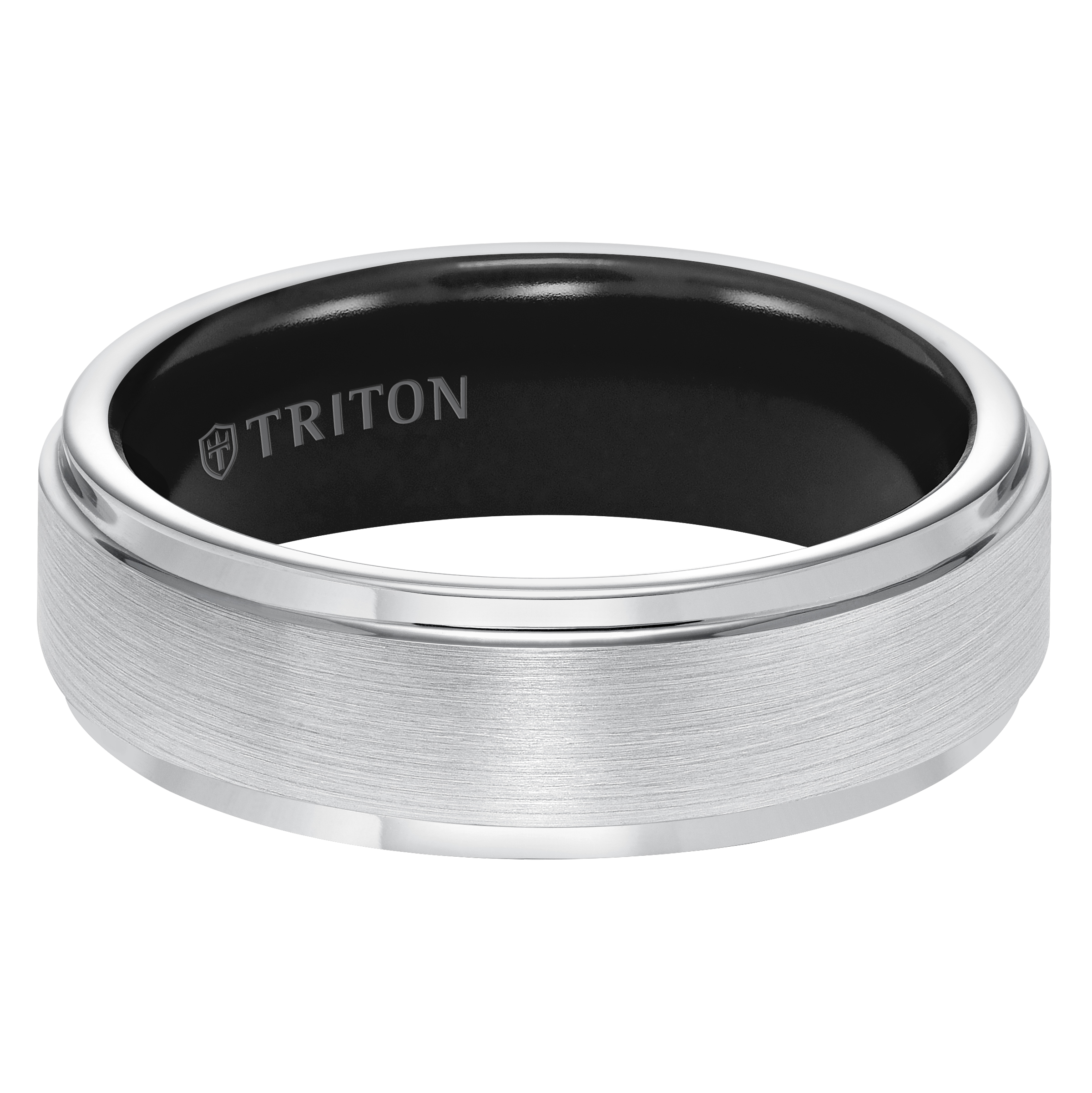 White Tungsten Carbide Brush Finish Flat Band