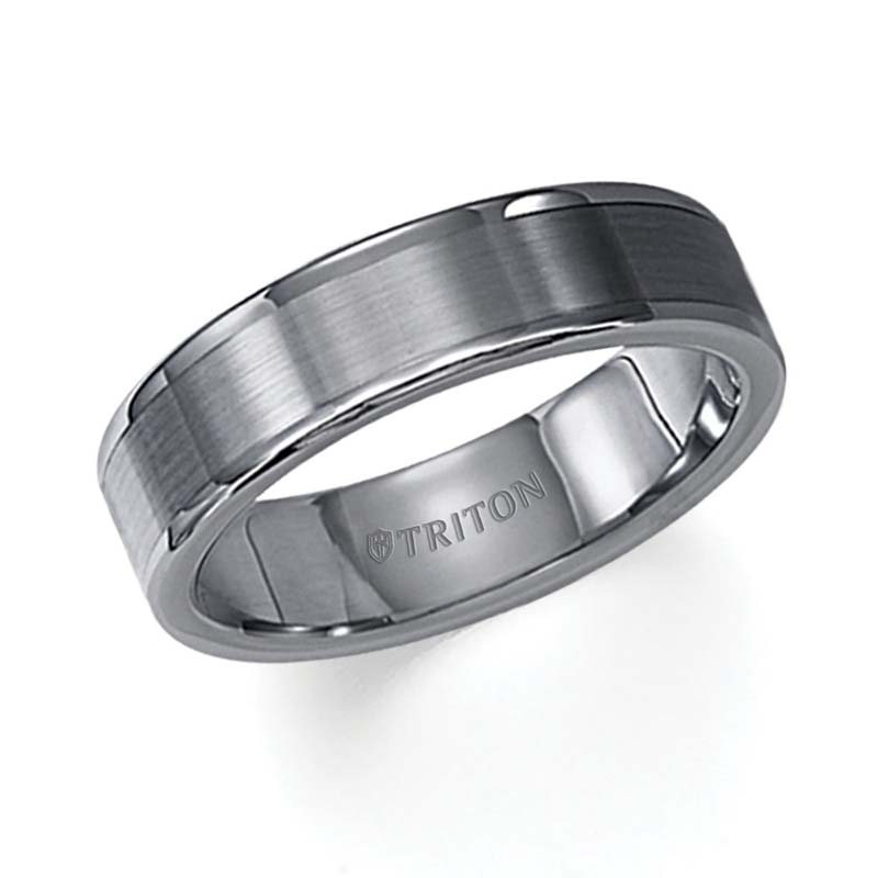 Tungsten Carbide Satin Finish Flat Center Wedding Band