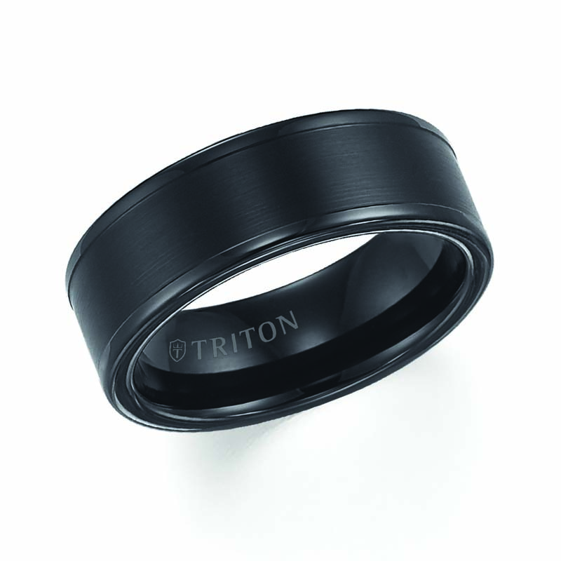 Tungsten Carbide Satin Finish Flat Center Wedding Band