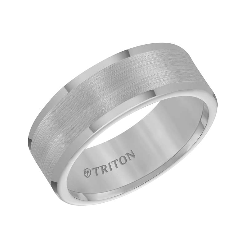 Tungsten Carbide Satin Finish Flat Center Wedding Band