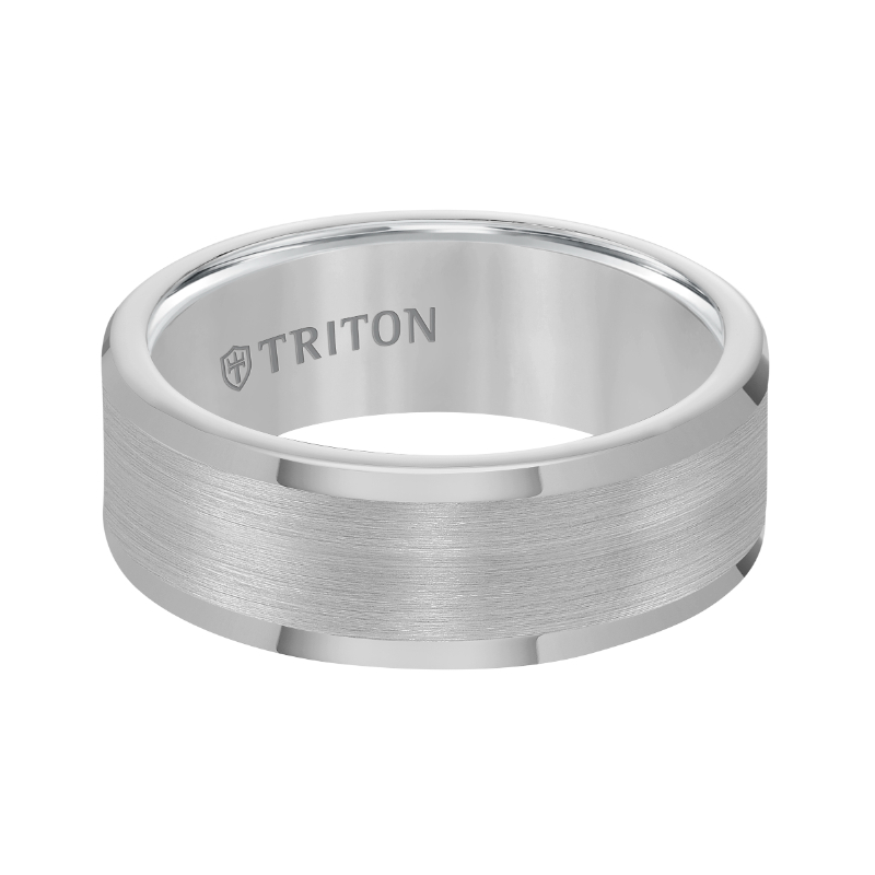 Tungsten Carbide Satin Finish Flat Center Wedding Band