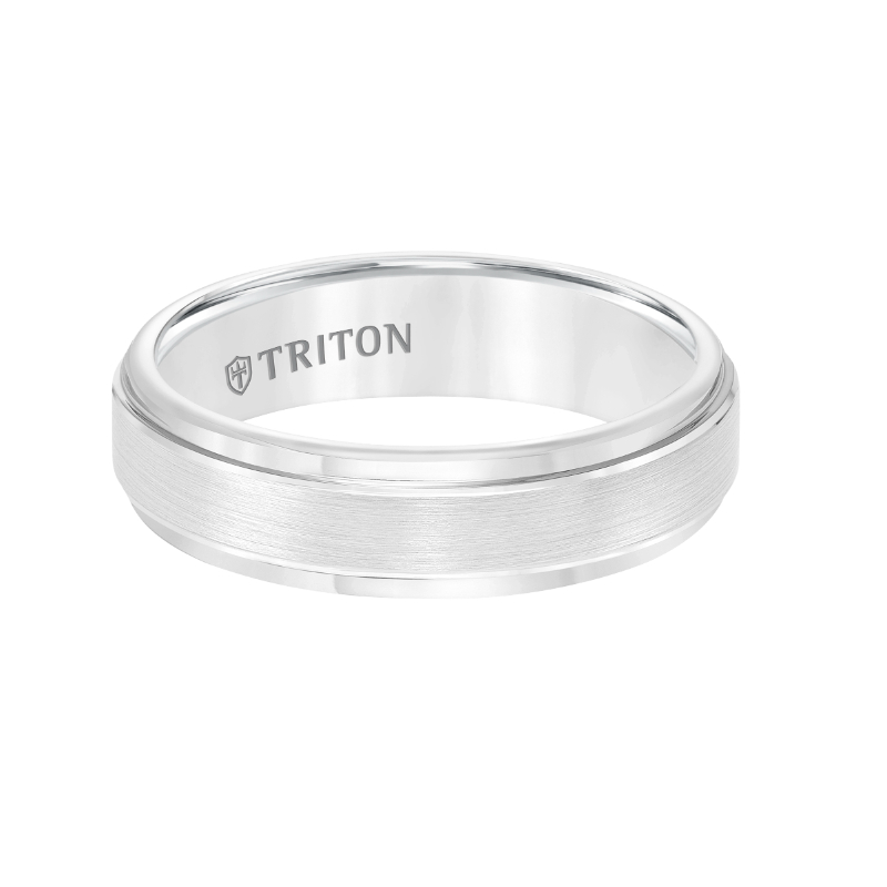 White Tungsten Carbide Satin Finish Flat Center Band