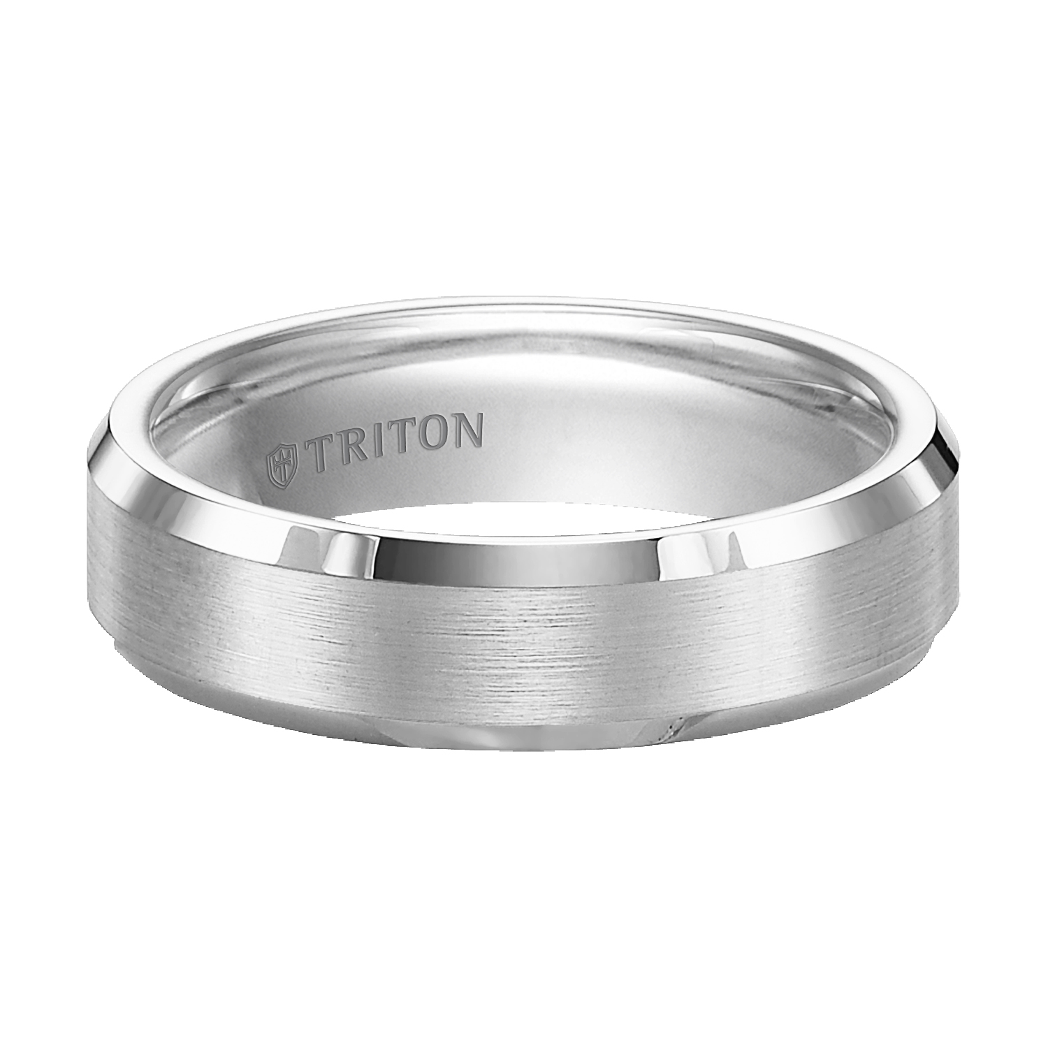 Bevel Edge White Tungsten Carbide comfort fit Band